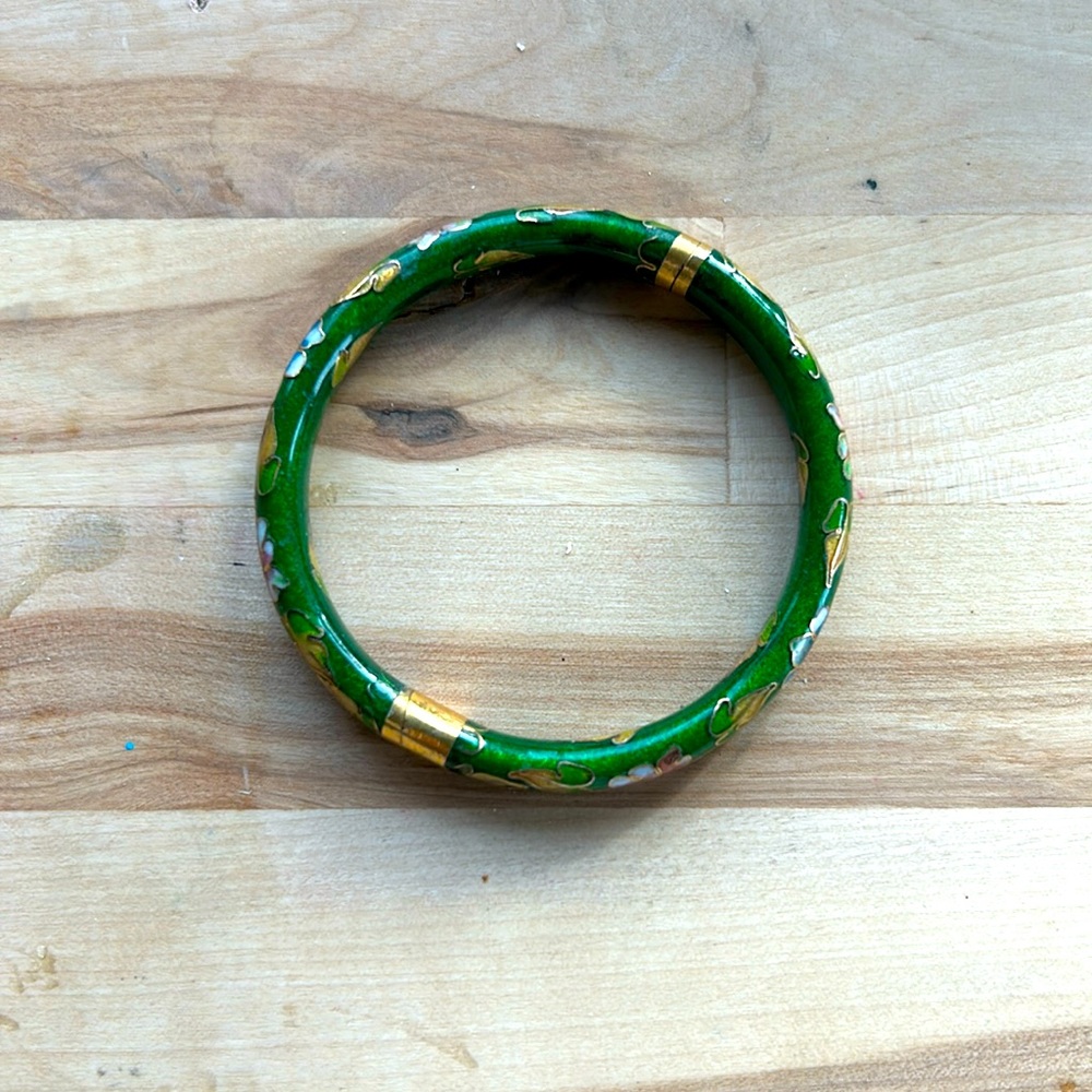 Vintage clasped green painted with flowers